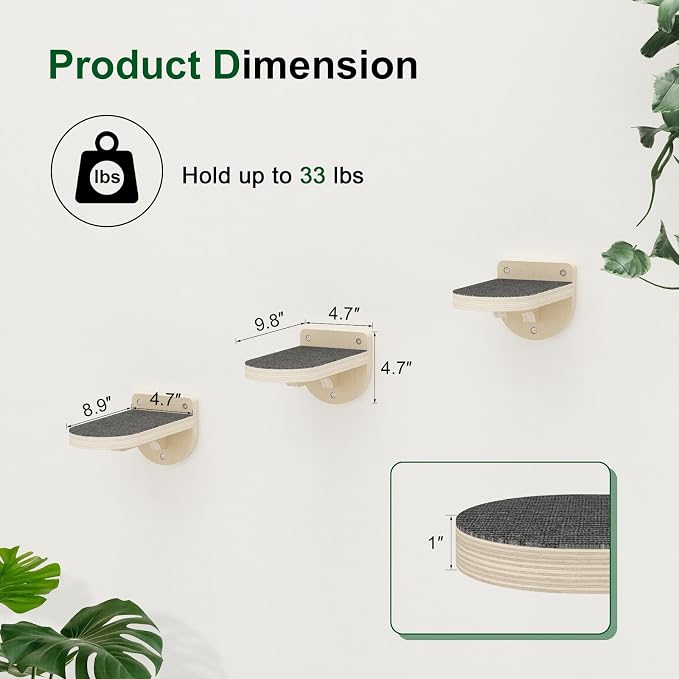 Cat Wall Shelves, 3 in 1 Cat Wall Furniture Set - Image 2