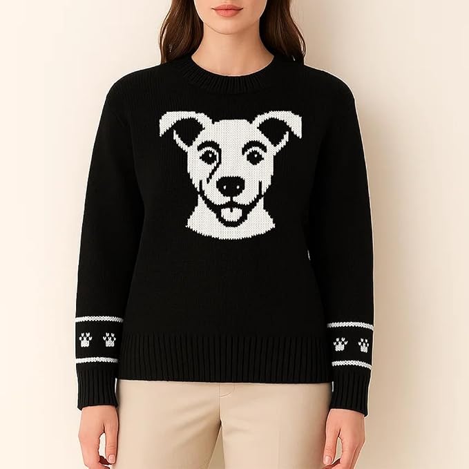 Custom Dog Knit Sweater for Women Personalized Pet Paw Print Pullover Dog Mom - Image 2