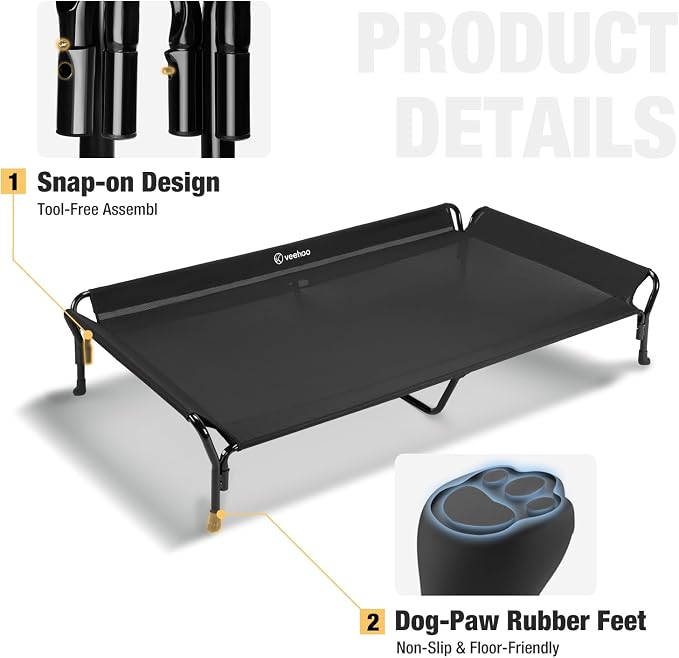 Veehoo Cooling Elevated Dog Bed, Guardrail Raised Pet Cot, Indoor & Outdoor XXL - Image 4