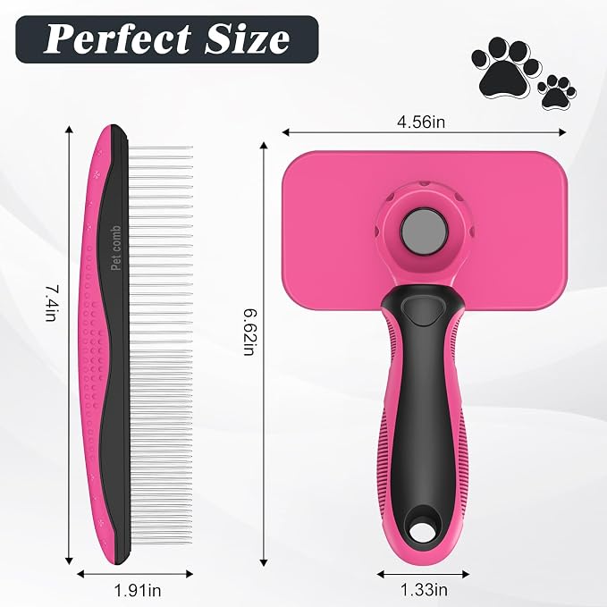 2PCS Self Cleaning Slicker Brush & Dog Comb - Image 7