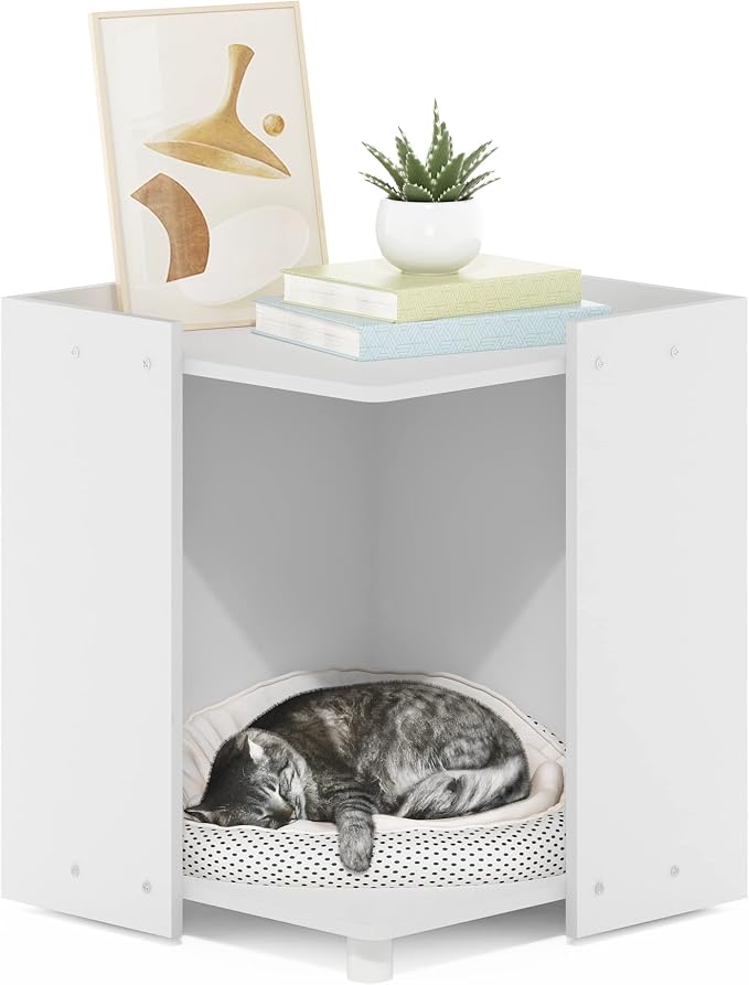 Furinno Peli Litter Box Enclosure, Solid White by Furinno-FitsYourSpaceFitsYourBudget