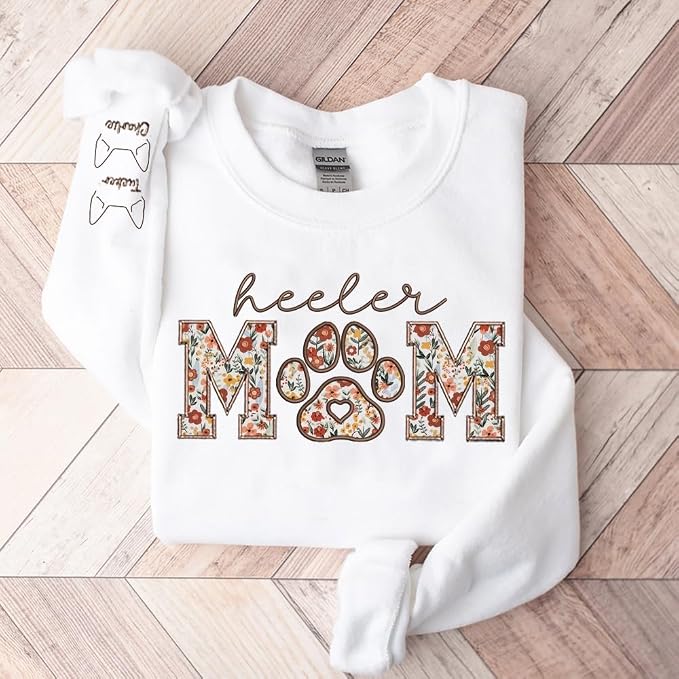 CHILLEVER Personalized Embroidered Dog Mom Sweatshirt, Dog Mama Crewneck - Image 2