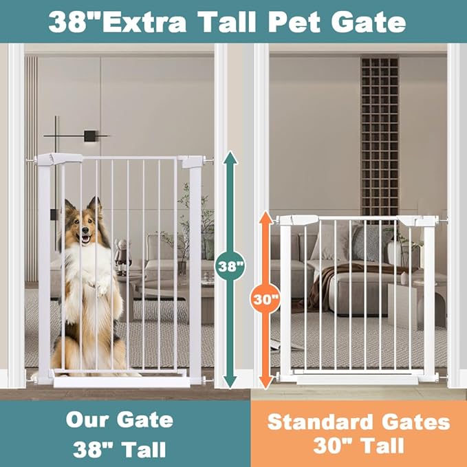 Fairy Baby 38" Extra Tall Dog Gates Indoor, 81.9"-84.6" Extra Wide Baby Gates - Image 3