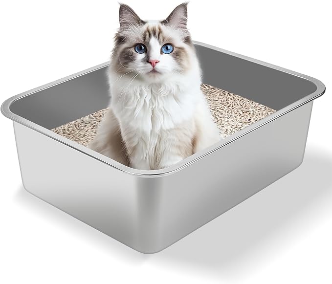Stainless Steel Cat Litter Box by GIUOIDUO