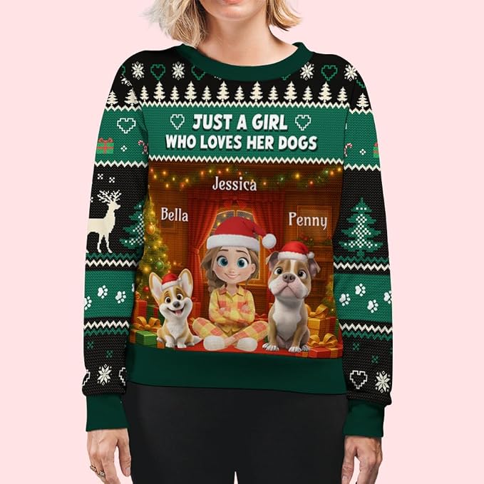 Wrappiness A Girl And Her Dog Christmas Sweatshirt - Image 5