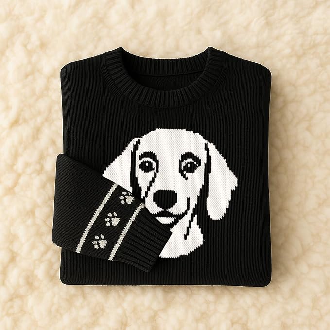 Custom Dog Knit Sweater for Women Personalized Pet Paw Print Pullover Dog Mom - Image 7