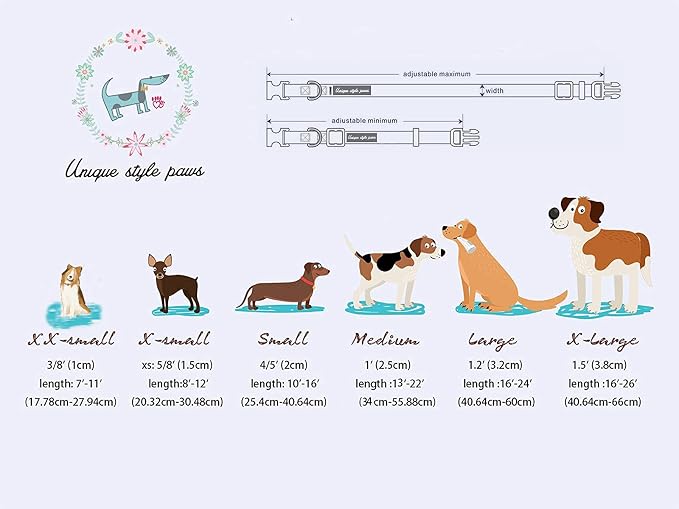 Unique style paws Dog Collar Metal Buckle Green Flowers Collar Gift Durable - Image 5