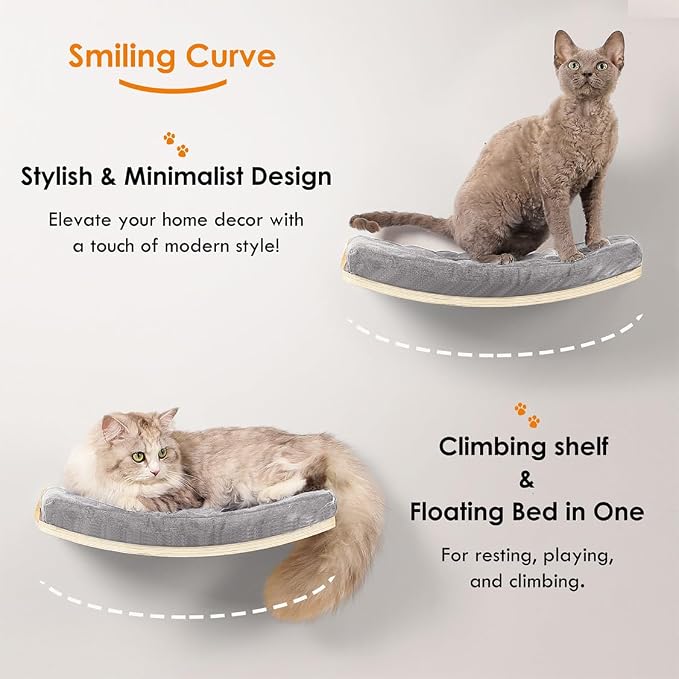 Curved Cat Shelves and Perches, Floating Cat Wall Bed - Image 8