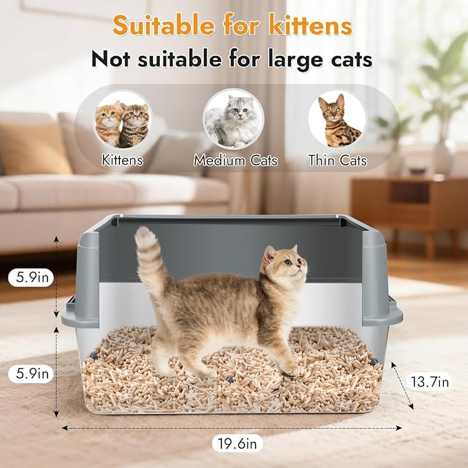 Vivifying Stainless Steel Cat Litter Box, Large Semi-Enclosed Litter Box - Image 2
