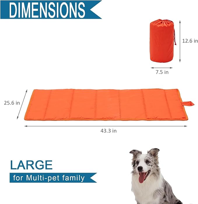 BDEUS 43x25In Large Size Outdoor Dog Bed, Waterproof & Portable Camping Travel - Image 3