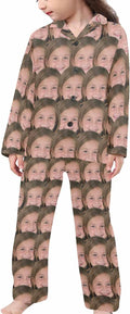 Artsadd Girls Pajamas Set Custom Face Pet Photo Long Sleeve Sleepwear by Artsadd