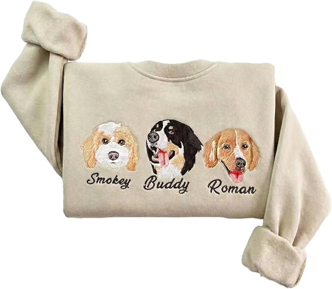 NAZENTI Embroidered Dog Sweatshirt Personalized Pet Photo Hoodie Custom Pet by Nazenti