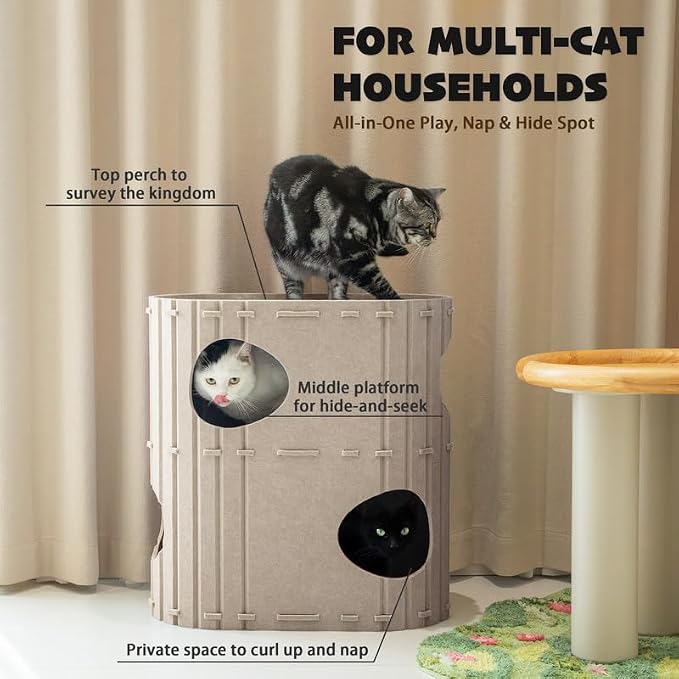 PETKARAY 2-Story Felt Cat House, Large Bed Cave - Image 3