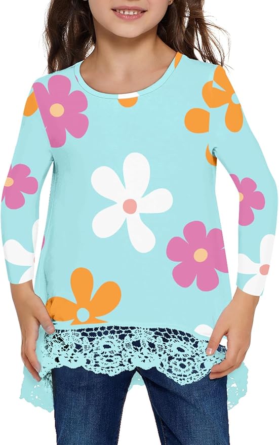 storeofbaby Girls Casual Tunic Tops Short Sleeve Loose Soft Blouse T-Shirt - Image 3