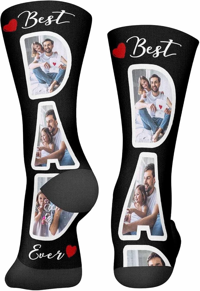 Artsadd Custom Face Socks for Dad Fathers Day Gift Novelty Personalized Photo - Image 5