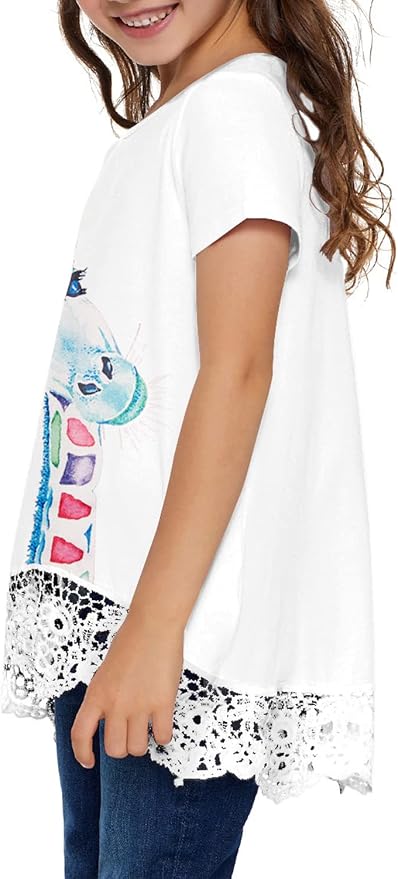 storeofbaby Girls Casual Tunic Tops Short Sleeve Loose Soft Blouse T-Shirt - Image 4