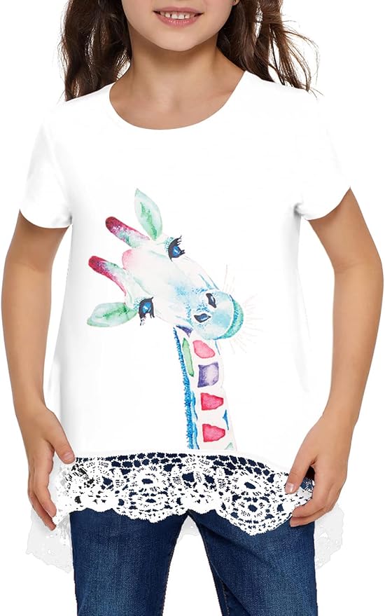 storeofbaby Girls Casual Tunic Tops Short Sleeve Loose Soft Blouse T-Shirt - Image 3