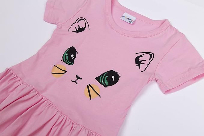 Mud Kingdom Little Girls Dresses Cotton Summer Holiday Cute Cat Dress Short - Image 2