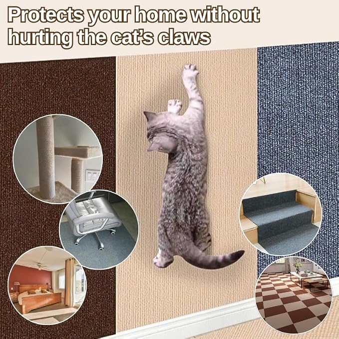 78.7"x15.8" Cat Scratching Carpet Mat Furniture Protector, Covering DIY Cat - Image 5