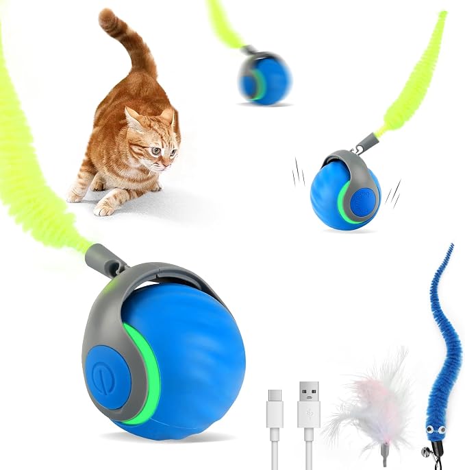 Interactive Cat Toys for Indoor Cats​​-​​Rechargeable​​ Moving ​​Cat Toy Ball​​ by LDZ%26CHX