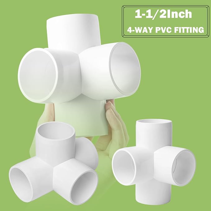 6Pack PVC Fittings 1-1/2Inch 4 Way, Furniture Grade Elbow Pipe Fittings - Image 4