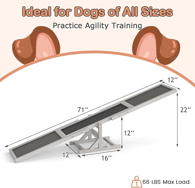 PETSITE Wooden Dog Agility Seesaw, Dog Exercise & Play Set, Outdoor Run Game Toy - Image 4