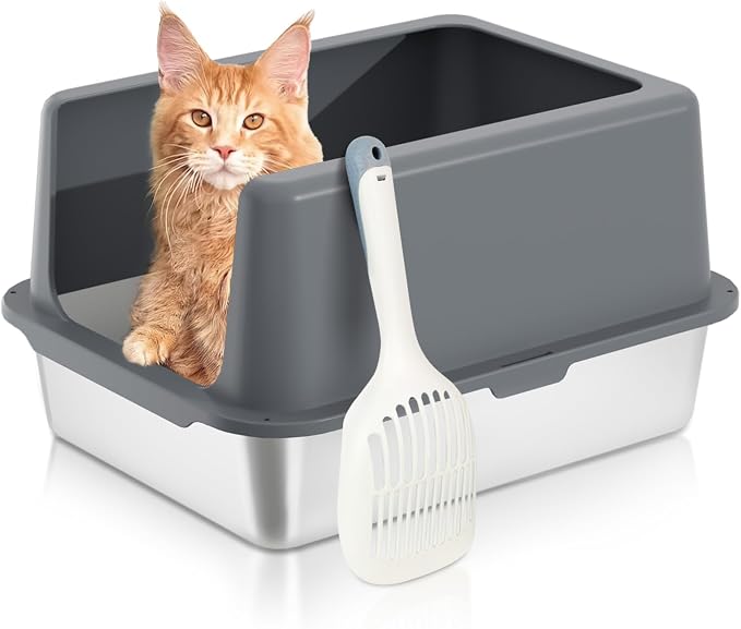 Stainless Steel cat Litter Box, Covered Metal Litter Box, cat Litter Pans by LIHONG