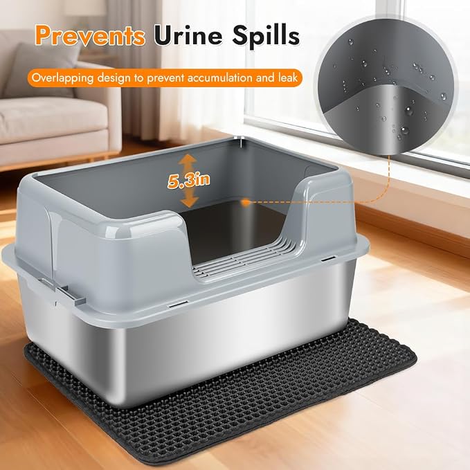 Vivifying XL Stainless Steel Cat Litter Box, High Side Metal Litter Pan - Image 4
