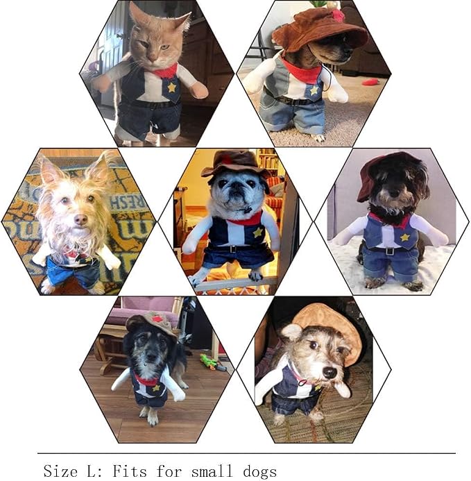 NACOCO Cowboy Costume with Hat for Cat and Small Dog - Image 8