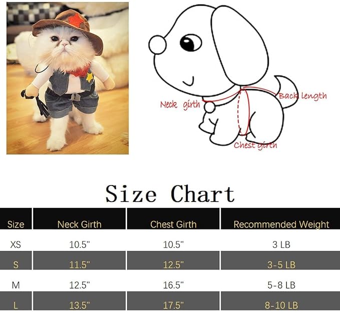 NACOCO Cowboy Costume with Hat for Cat and Small Dog - Image 9