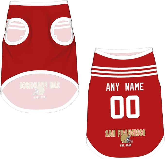 San Francisc0 Dog Clothes Jersey Pet Jersey Customized Any Name & Number S-5XL - Image 4