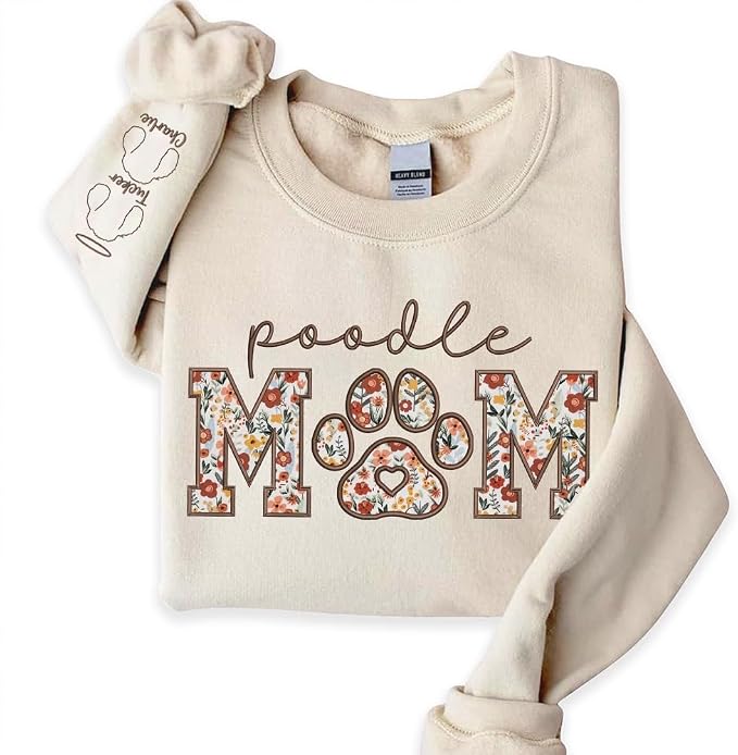 CHILLEVER Personalized Embroidered Dog Mom Sweatshirt, Dog Mama Crewneck by Unknown