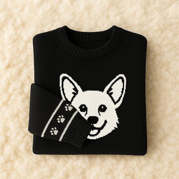 Custom Dog Knit Sweater for Women Personalized Pet Paw Print Pullover Dog Mom - Image 7