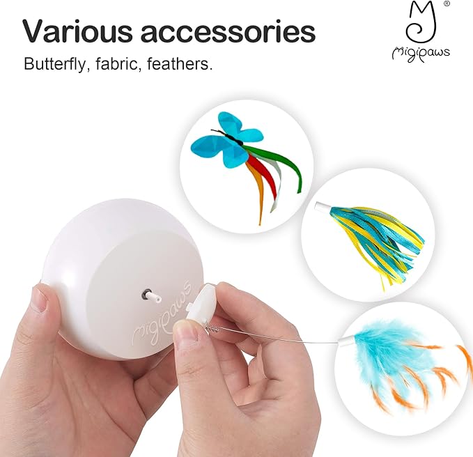 Migipaws Interactive Cat Toys, Butterfly & Feather Kitten Toy, Automatic - Image 7