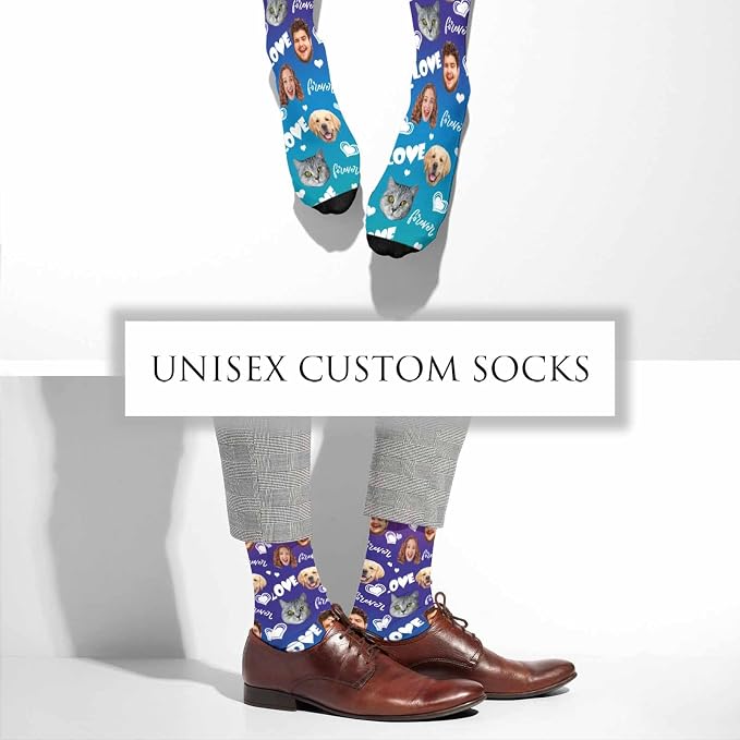 Artsadd Custom Face Socks for Women Men Cat Dog Lovers, Customized Unisex Funny - Image 4