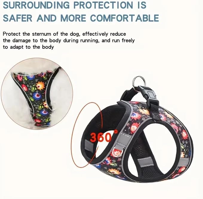 Step in Dog Harness No Pull Flower Adjustable Soft Mesh Padded Reflective Pet - Image 5