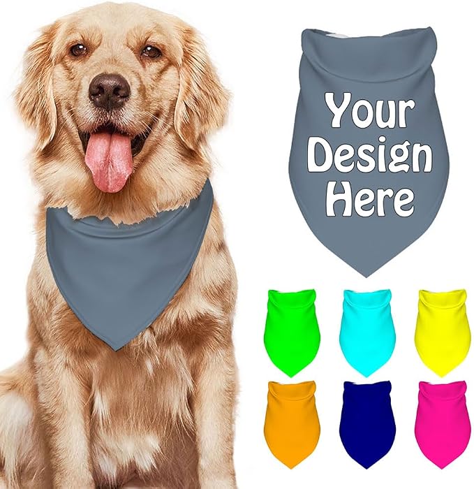 Custom Pet Bandana Add Your Own Picture Image Text Logo Personalized Name Dog by VYXONIA