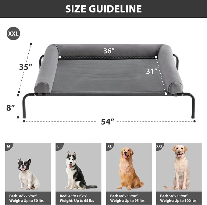 RRPETHOME Large Elevated Cooling Dog Bed, Raised Dog Cot Beds - Image 2