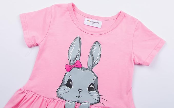 Mud Kingdom Little Girls Dresses Cotton Summer Holiday Cute Cat Dress Short - Image 2
