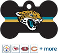 GoTags Personalized Jacksonville Jaguars Dog Tag, Brass Metal Bone Shape Pet ID by GoTags