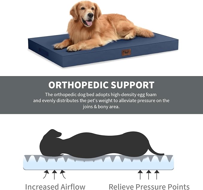 Outdoor Dog Bed for Small Dogs & Cats, Waterproof Dog Crate Mat Orthopedic Egg - Image 3
