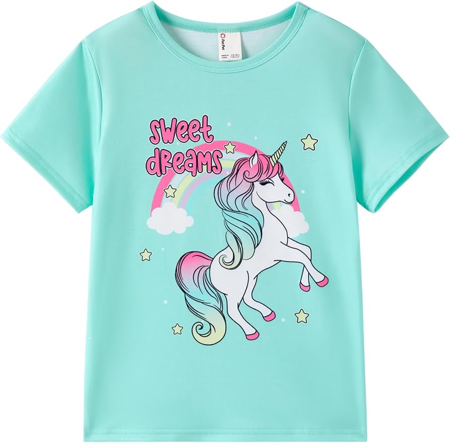PATPAT Girls Crewneck Short Sleeve Graphic Tees Animal Print Shirts Cute Summer by PATPAT
