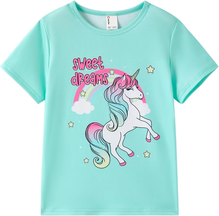 PATPAT Girls Crewneck Short Sleeve Graphic Tees Animal Print Shirts Cute Summer by PATPAT