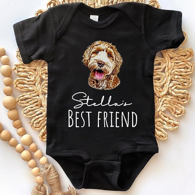 Personalized Baby Onesie with Pet Portrait, Custom Baby Bodysuit, Persoanlized - Image 2