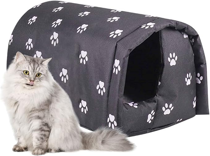 Fhiny Stray Cats Shelter, Waterproof Outdoor Cat House Foldable Warm Pet Cave by Fhiny