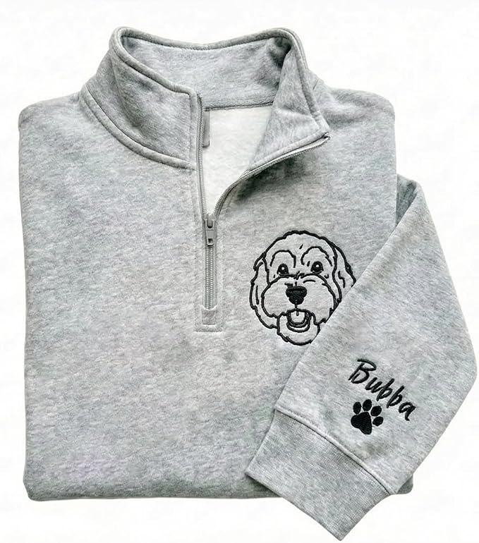 NAZENTI Embroidered Dog Sweatshirt Personalized Pet Photo Hoodie Custom Pet by Nazenti