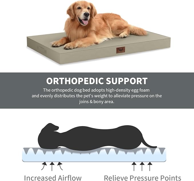 Outdoor Dog Bed for Small Dogs & Cats, Waterproof Dog Crate Mat Orthopedic Egg - Image 3