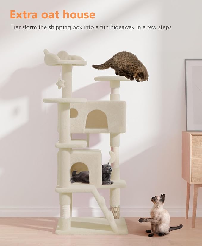 54" Cat Tree Tower for Indoor Cats Large Adult, Cute/Tall Modern Cat Tree for - Image 2