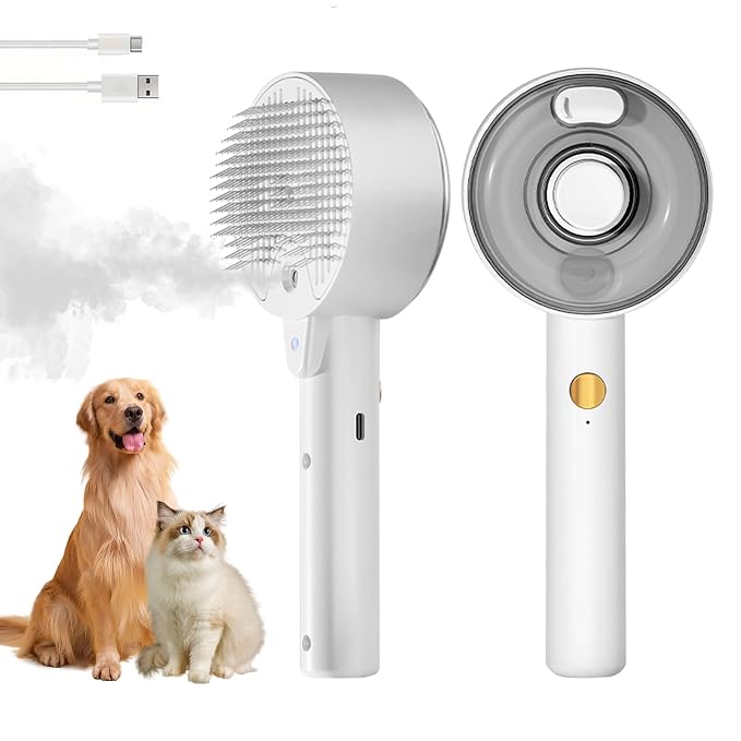 Cat Steam Brush, Cat Brushes for Indoor Cats, 4 In 1Spritz Spray Defur Comb by YEAHGO