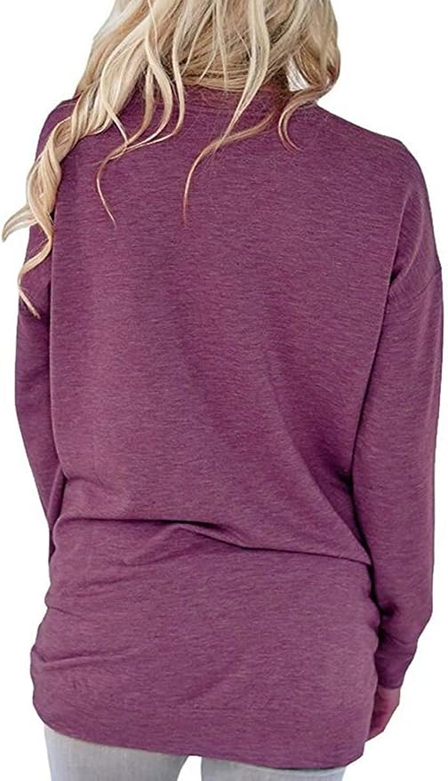 Akihoo Womens Casual Long Sleeve Tunic Tops Crew Neck Shirt Blouses - Image 3